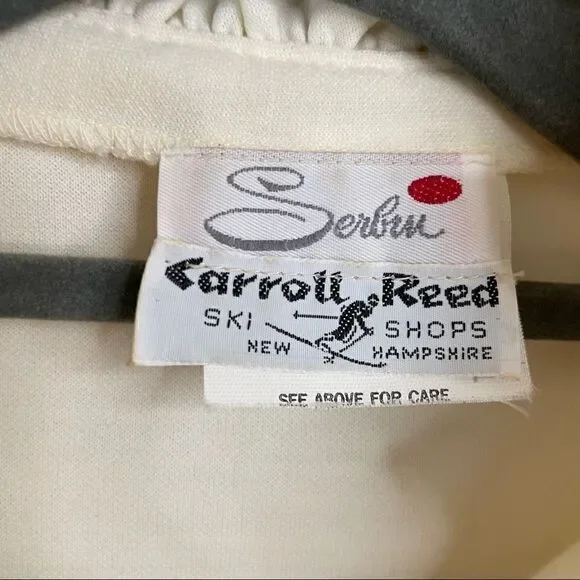 Vintage Serbin Carroll Reed Ski Shops Ivory Cream Belted Ruffle Dress - Picture 6 of 7